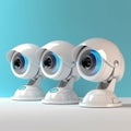 High-Tech Security Camera Set with Futuristic Hologram Details