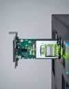 High-Tech Server Expansion Card Installation Royalty Free Stock Photo