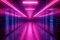 High tech server facility Data center in vibrant neon colors