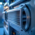 High-Tech Server Rack in a Modern Data Center Royalty Free Stock Photo
