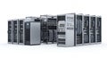 High Tech Server Racks Arrangement on White Background Data Center Illustration for Network Connection Royalty Free Stock Photo