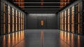 High-Tech Server Room with Illuminated Walls and Modern Design Elements Royalty Free Stock Photo