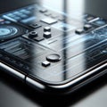 High-tech smartphone with sophisticated digital control panel