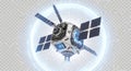 High-tech space satellite with energy glow Royalty Free Stock Photo