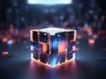 Square blocks create futuristic three-dimensional digital shapes. Generated with AI