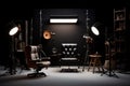 High-tech Studio lighting room isolated on black. Generate Ai