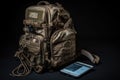 high-tech tactical backpack with advanced communication and navigation systems