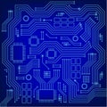 High-tech technology background texture in blue. Abstract technology circuit board, Vector background. Flat design. Royalty Free Stock Photo