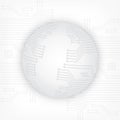 High-tech technology background texture in gray. Sphere 3d. Abstract technology circuit board, Vector background. Royalty Free Stock Photo