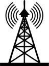 High-Tech Transmitting Tower Silhouette for Broadcasting Designs Royalty Free Stock Photo