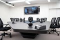 high-tech video conference system with multiple cameras and microphones for group videoconferencing