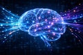 Advanced AI Brain Data Flow Visualization - Futuristic Neural Network Processing and Digital Information Stream Concept Royalty Free Stock Photo