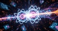 High Tech Visualization of Quantum Particle Collision with Digital Data Interface Royalty Free Stock Photo