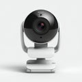 A high-tech webcam with a sleek design, featuring a glossy black circular front with a Royalty Free Stock Photo
