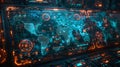 High-tech world map interface - generative ai Royalty Free Stock Photo