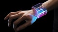 High tech wrist band phone concept with holographic projected screen