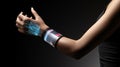 High tech wrist band phone concept with holographic projected screen