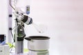 High technology and automatic rotary vacuum evaporator with distillation flask in chemical laboratory for scientific with copy Royalty Free Stock Photo