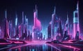 High technology cyberpunk future cityscape at night