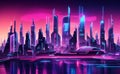 High technology cyberpunk future cityscape at night