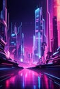 High technology cyberpunk future cityscape at night