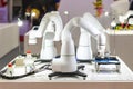 High technology and precision automated robot grip during working catch or assembly sample telephone or product in manufacturing