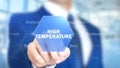 High Temperature, Man Working on Holographic Interface, Visual Screen Royalty Free Stock Photo