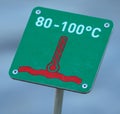 High temperature warning sign, Geysir, Iceland Royalty Free Stock Photo