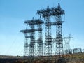 High tension power near Hoover Dam Royalty Free Stock Photo