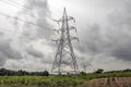 High-tension tower and monsoon cloudscape abstract photo. photo taken at south 24 pargana west bengal india.