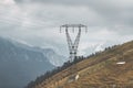 High-tension trellis in the mountains Royalty Free Stock Photo