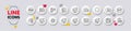 High thermometer, Head and Cobalamin vitamin line icons. For web app, printing. White buttons 3d icons. Vector