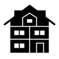 High three-story house solid icon. Modern house vector illustration isolated on white. Cottage with mansard glyph style