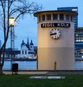 Water depth gauge at the river Rhine in Cologne