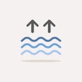 High tides. Waves on the sea. Color icon with shadow. Weather vector illustration