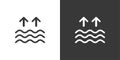 HIgh tides. Waves on the sea. Isolated icon on black and white background. Weather vector illustration Royalty Free Stock Photo