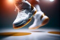 High-top classic white leather basketball shoe sneaker Royalty Free Stock Photo