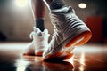 High-top classic white leather basketball shoe sneaker Royalty Free Stock Photo