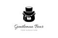 High Top Hat Bear Businessman Gentleman Logo