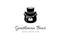 High Top Hat Bear Businessman Gentleman Logo Royalty Free Stock Photo