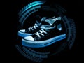 High top sneakers in blue high tech circle Royalty Free Stock Photo