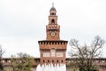 High tower of Castello Sforzesco. Milan, Italy Royalty Free Stock Photo