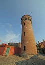 high tower of the city aqueduct in the island of Burano near VEn Royalty Free Stock Photo