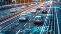 Busy Highway Adjacent to Tall City Buildings Royalty Free Stock Photo