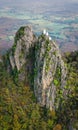 Aerial view of Wat Chaloem Phra Kiat Phrachomklao Rachanusorn, sky pagodas on top of mountain in Lampang Thailand Royalty Free Stock Photo