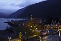 High up view of Harrison Hot Springs Lights on the lake winter light festival Royalty Free Stock Photo