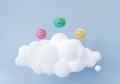 High user rating, green happy ball over cloud on blue background, customer feedback concept, good, average and bad client reaction Royalty Free Stock Photo