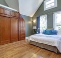 High vaulted ceiling bedroom interior design Royalty Free Stock Photo