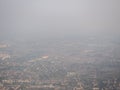 High view from airplane of dusty view, PM 2.5 in the air, pollution in Bangkok city Royalty Free Stock Photo