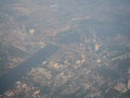 High view from airplane of dusty view, PM 2.5 in the air, pollution in Bangkok city Royalty Free Stock Photo